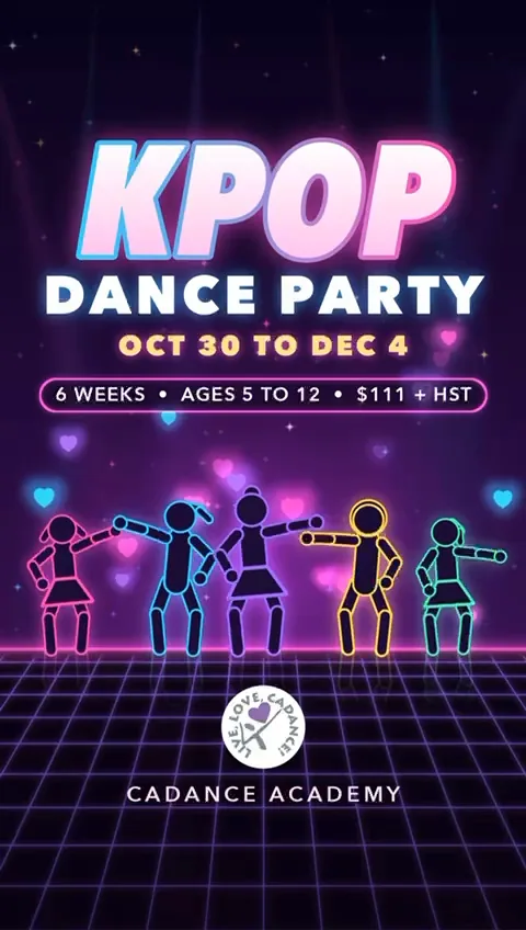 KPop Dance Party poster for the October 30 to December 4 session